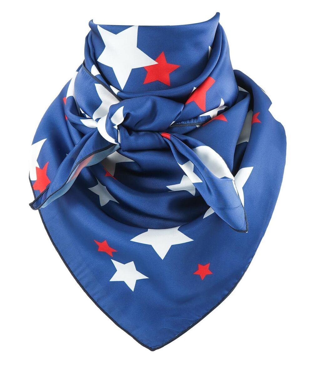 5412 Stars Print Wild Rag Navy, Patriotic Western Scarf Cowboy, Rustic